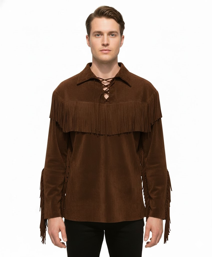 Mountain Man Buckskin Suede Leather Shirt for Men PMS503
