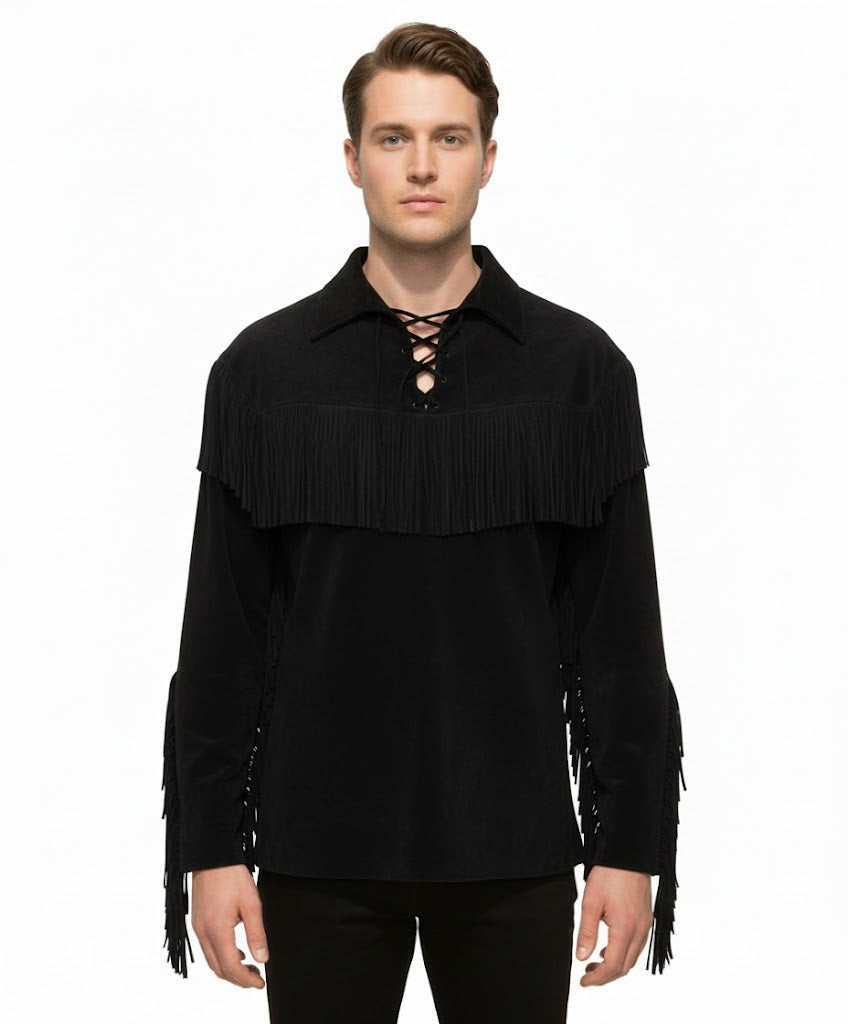 Mountain Man Buckskin Suede Leather Shirt for Men PMS503