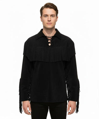 Mountain Man Buckskin Suede Leather Shirt for Men PMS503