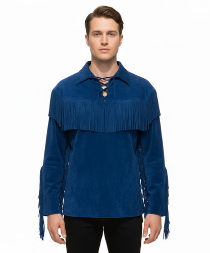 Mountain Man Buckskin Suede Leather Shirt for Men PMS503