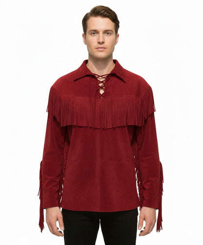 Mountain Man Buckskin Suede Leather Shirt for Men PMS503