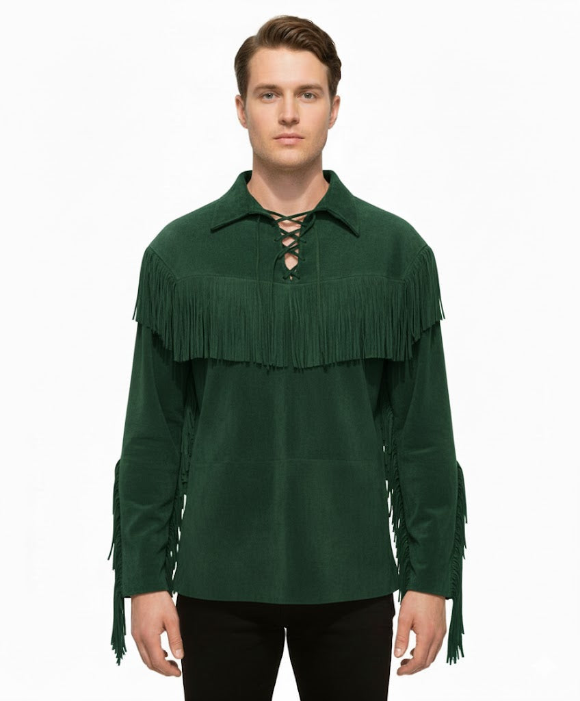 Mountain Man Buckskin Suede Leather Shirt for Men PMS503