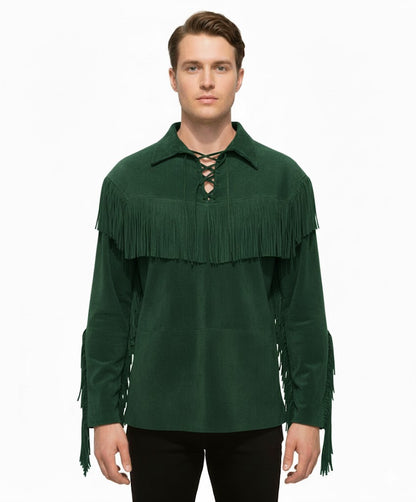 Mountain Man Buckskin Suede Leather Shirt for Men PMS503