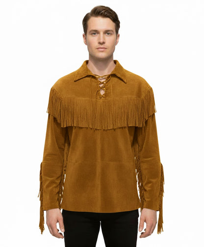 Mountain Man Buckskin Suede Leather Shirt for Men PMS503
