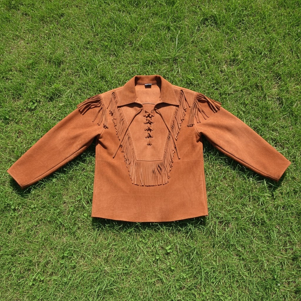 Mountain Man Buckskin Leather Shirt for Men PMS517
