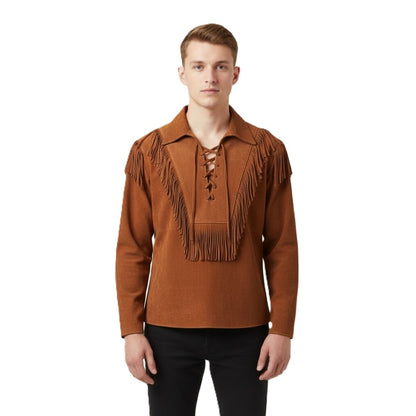 Mountain Man Buckskin Leather Shirt for Men PMS517