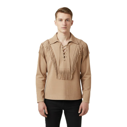 Mountain Man Buckskin Leather Shirt for Men PMS517