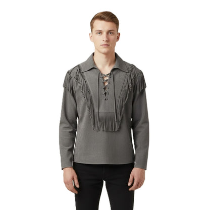 Mountain Man Buckskin Leather Shirt for Men PMS517