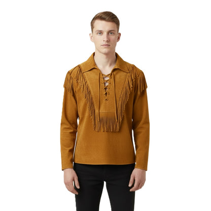 Mountain Man Buckskin Leather Shirt for Men PMS517