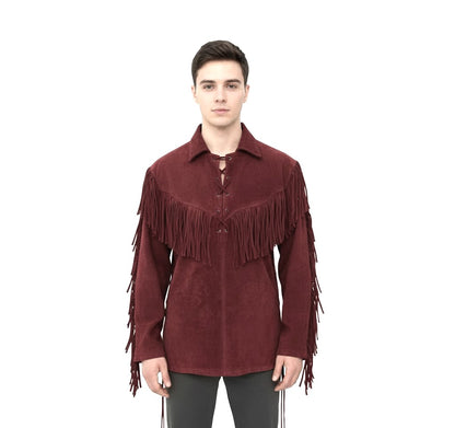 Mountain Man Buckskin Leather Shirt for Men PMS510