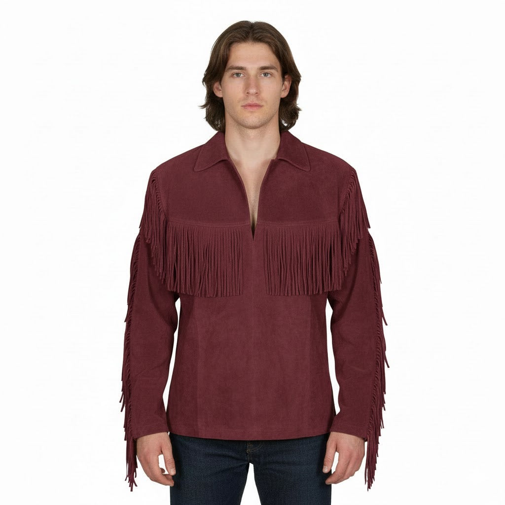 Mountain Man Buckskin Leather Shirt for Men PMS513