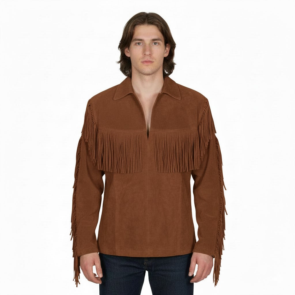 Mountain Man Buckskin Leather Shirt for Men PMS513