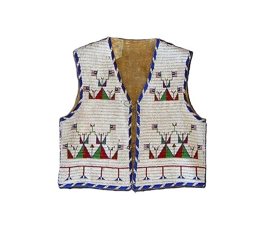 beaded Vest with geometric pattern on a white background