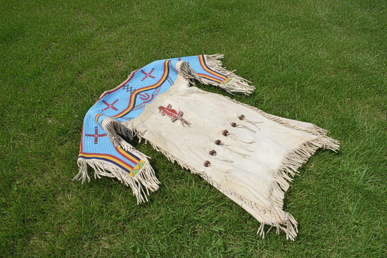 Native American Woman’s Beaded Yoke Dress For Powwow