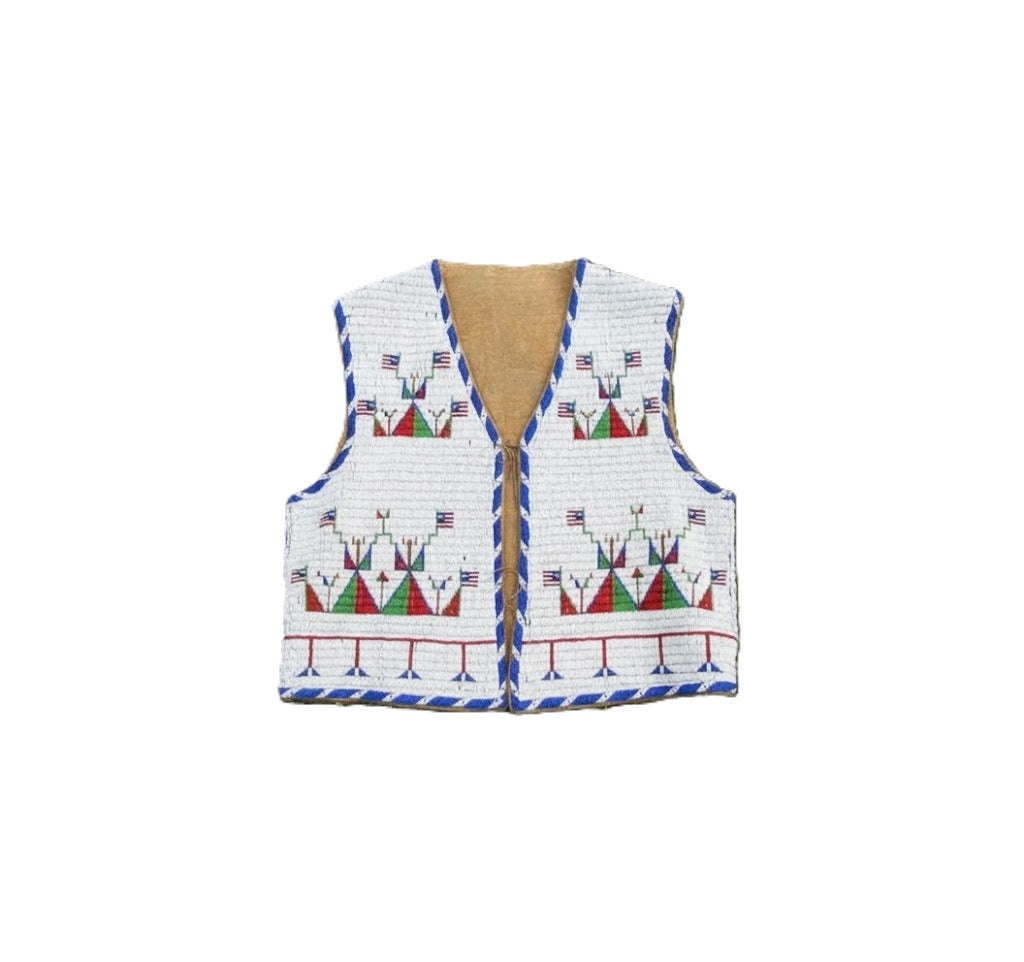 Decorative vest with geometric pattern on a white background