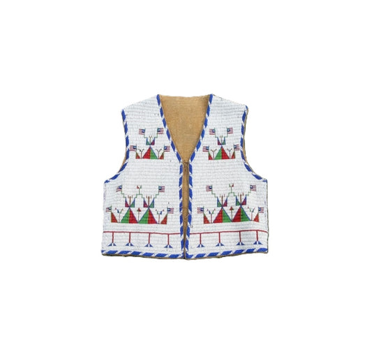 Decorative vest with geometric pattern on a white background