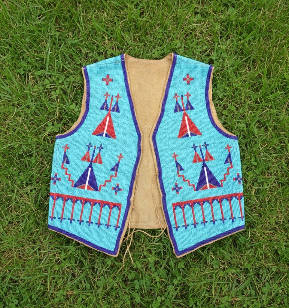 Native American Powwow Front Beaded Vest for Men NFV172
