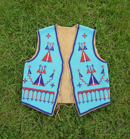 Native American Powwow Front Beaded Vest for Men NFV172