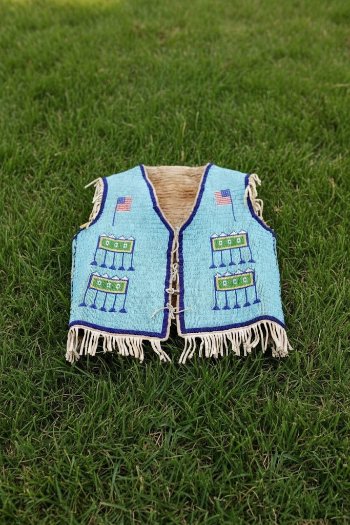 Native American Powwow Front Beaded Vest for Men NFV174