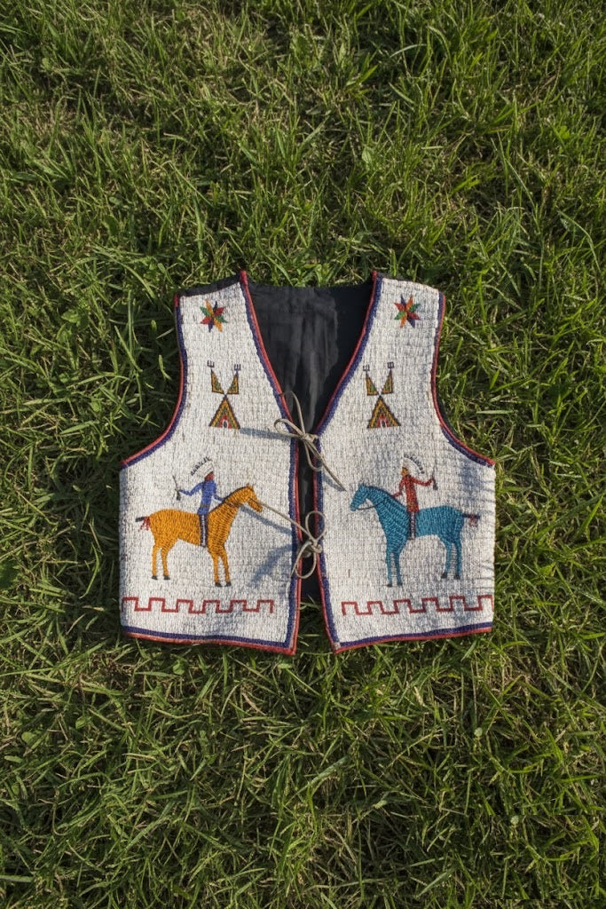 Native American Powwow Front Beaded Vest for Men NFV202