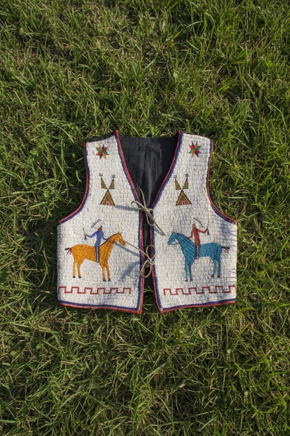 Native American Powwow Front Beaded Vest for Men NFV202