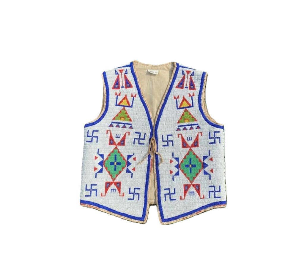 Decorative vest with geometric patterns on a white background