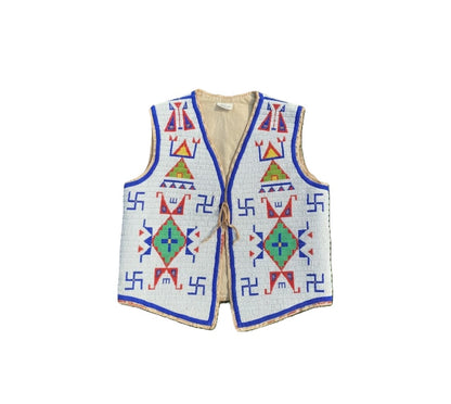 Decorative vest with geometric patterns on a white background