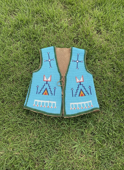 Native American Powwow Front Beaded Vest for Men