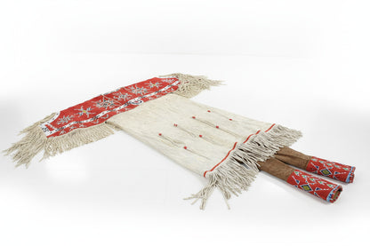 Native American Woman’s Red Beaded Yoke Dress for Powwow PWYD507