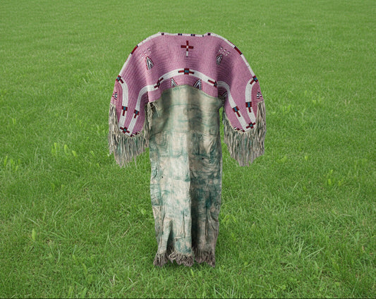 traditional pink beaded regalia for powwow