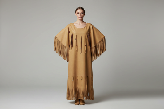 Beige Tan fringe dress 