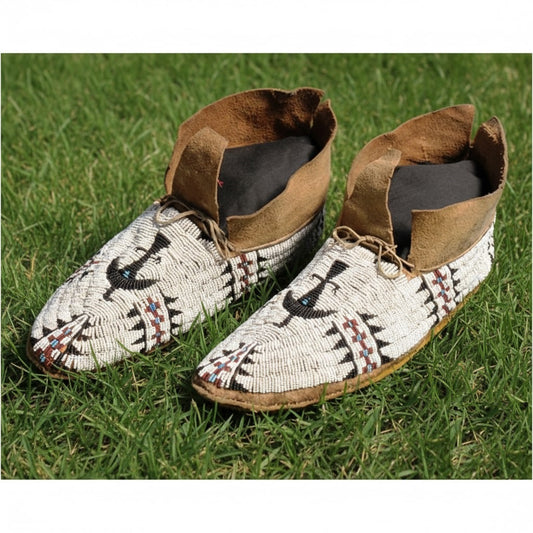 Native American  Thunder Bird Beaded Moccasin