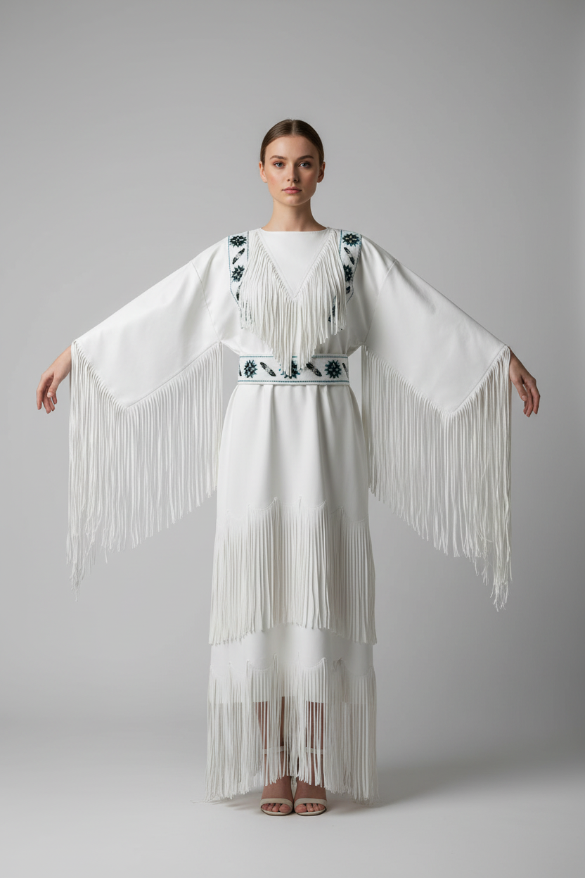 Native American Woman Leather Dress I Wedding Dress PWD1024