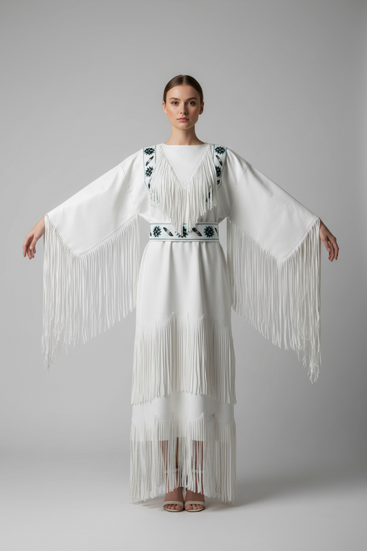 Native American Woman Leather Dress I Wedding Dress PWD1024