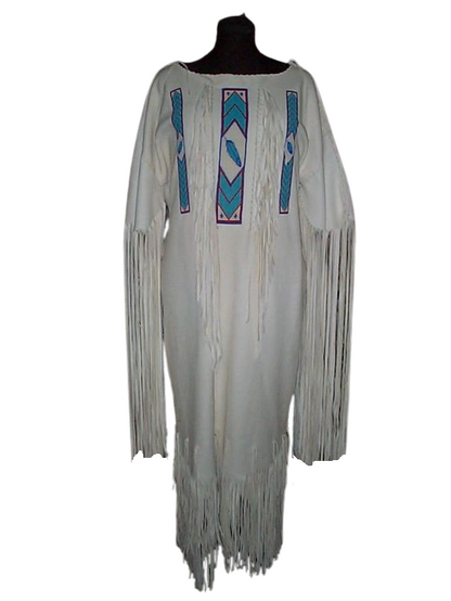 Native American Woman White Leather Dress I Wedding Dress PWD107