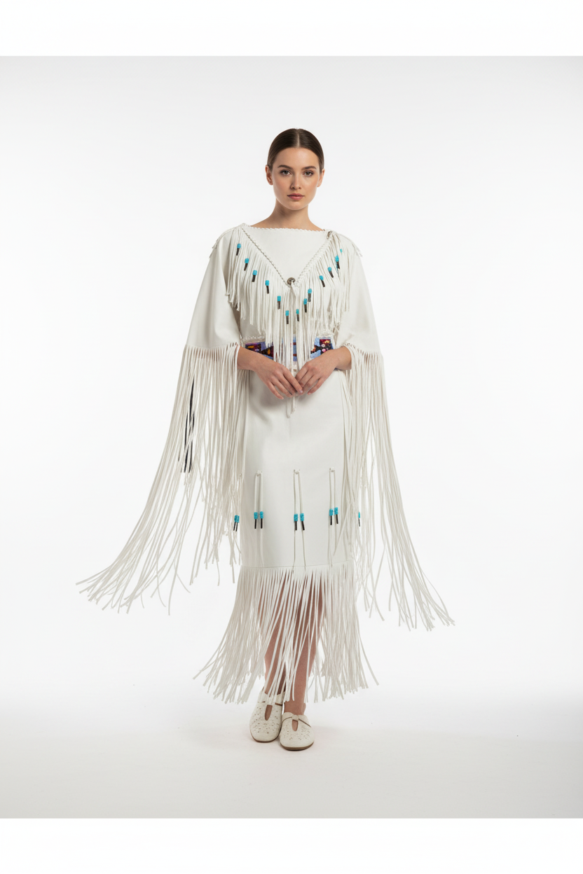 Native American Woman Leather Dress I Wedding Dress PWD109