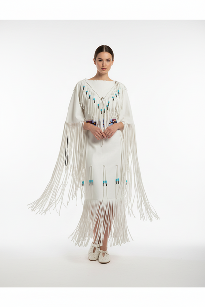 Native American Woman Leather Dress I Wedding Dress PWD109