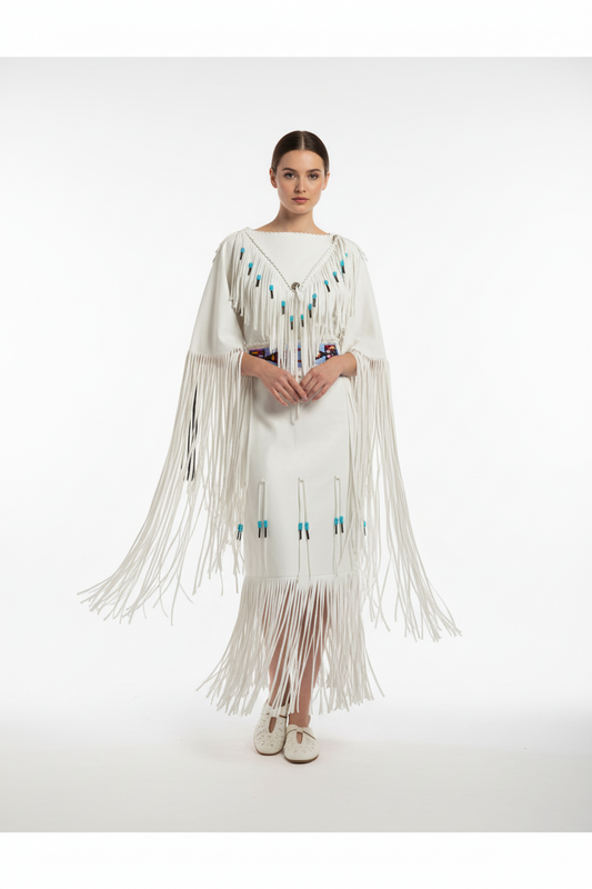 Native American Woman Leather Dress I Wedding Dress PWD109