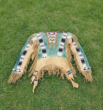 Native American Beaded War Shirt Hand Colored Powwow Regalia PWS836