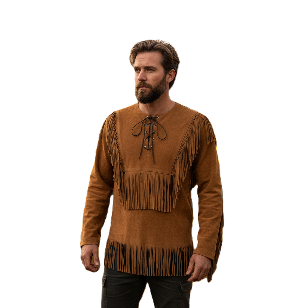 Mountain Man Buckskin Leather Shirt for Men PMS501