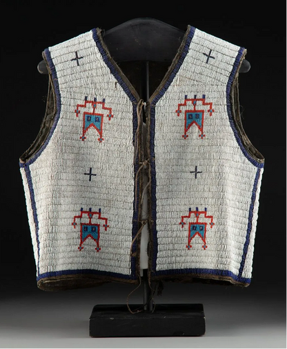 Textile vest with geometric patterns on a black background