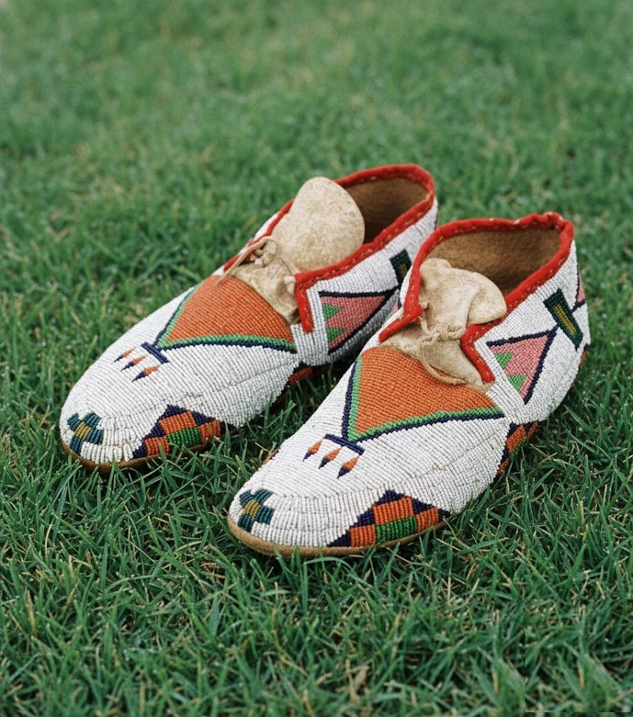 Native American orange Beaded Moccasin