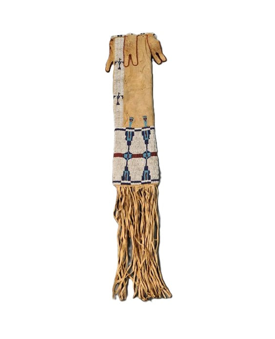 Decorative pipe bag with intricate patterns on a white background