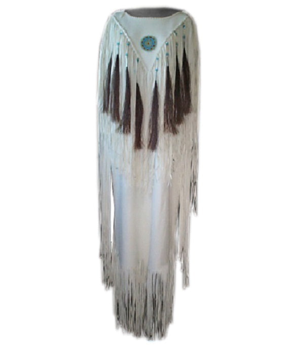 Native American Woman White Leather Dress I Wedding Dress PWD1073