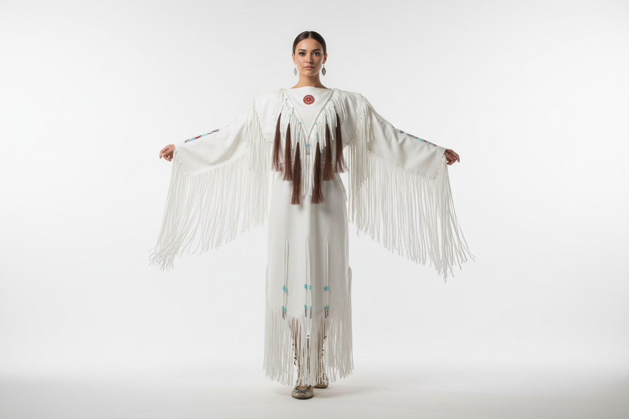 white buckskin leather dress
