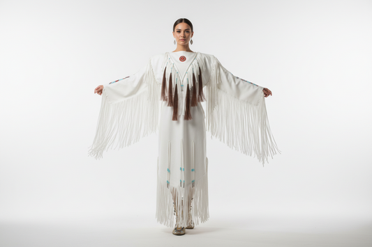 white buckskin leather dress